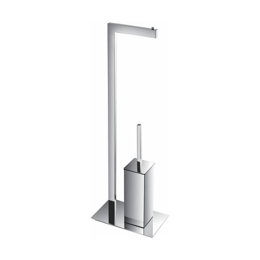 Aqua Piazza Free Standing Toilet Paper Holder With Toilet Brush – Chrome
