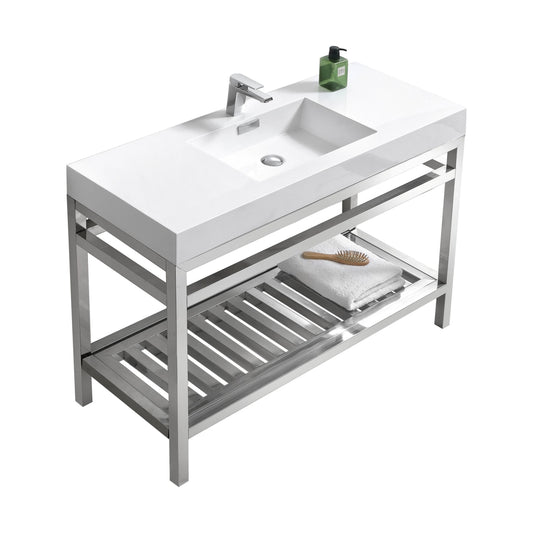 Cisco 48″ Stainless Steel Console w/ White Acrylic Sink – Chrome