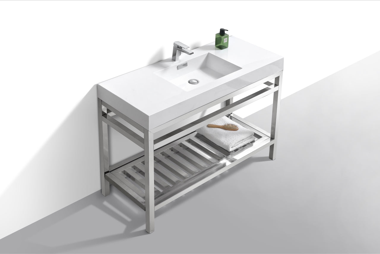 Cisco 48″ Stainless Steel Console w/ White Acrylic Sink – Chrome