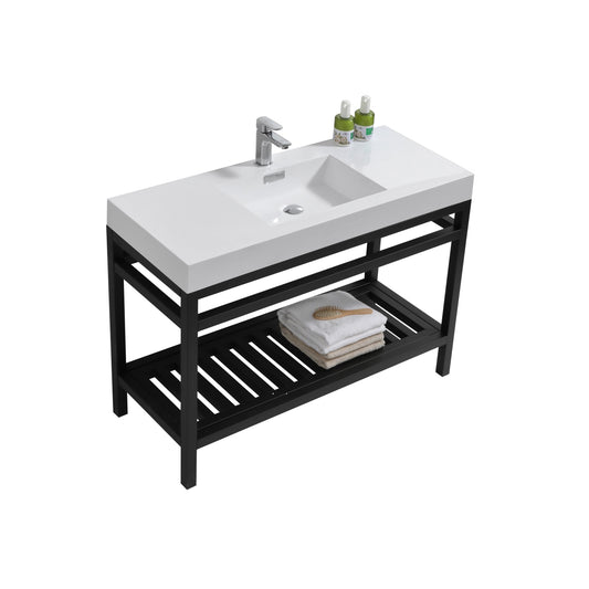 Cisco 48″ Stainless Steel Console w/ White Acrylic Sink – Matte Black