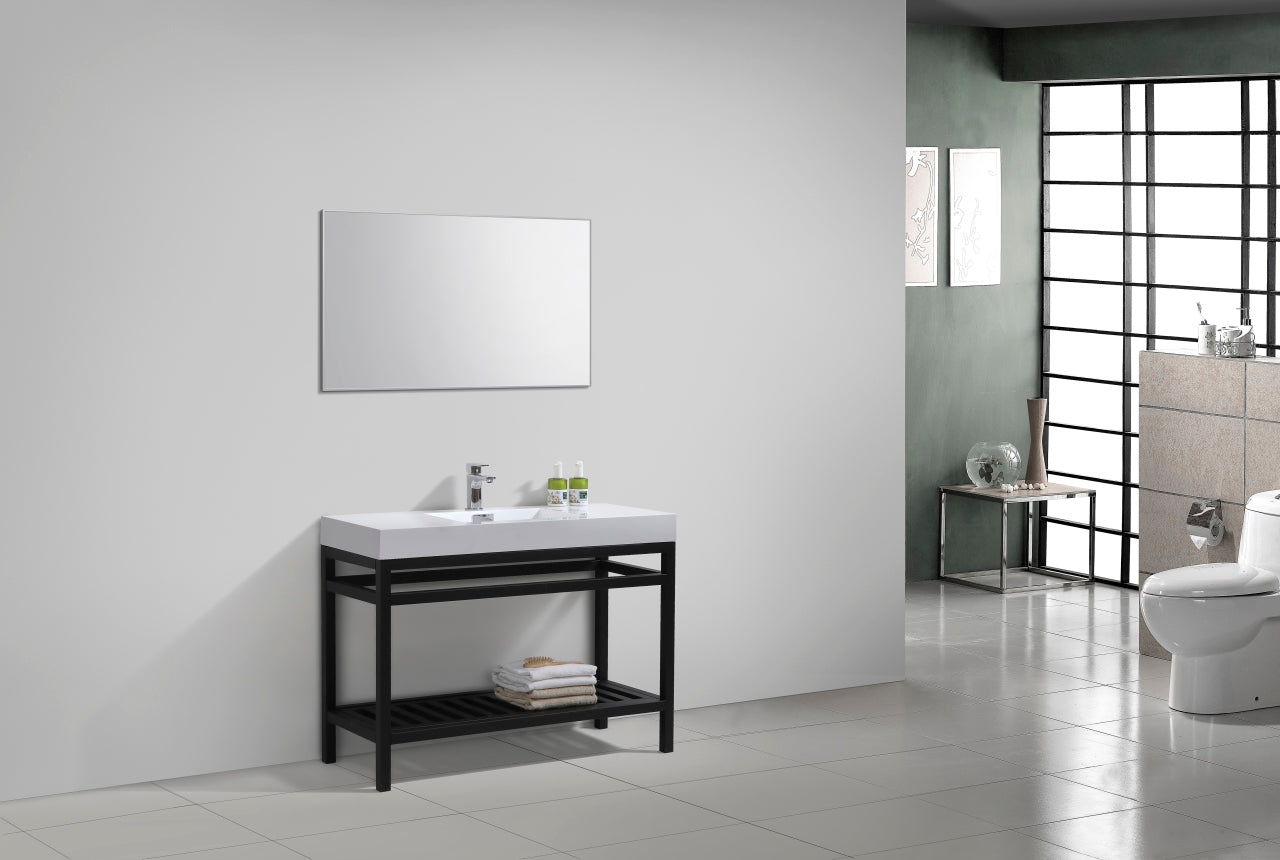 Cisco 48″ Stainless Steel Console w/ White Acrylic Sink – Matte Black
