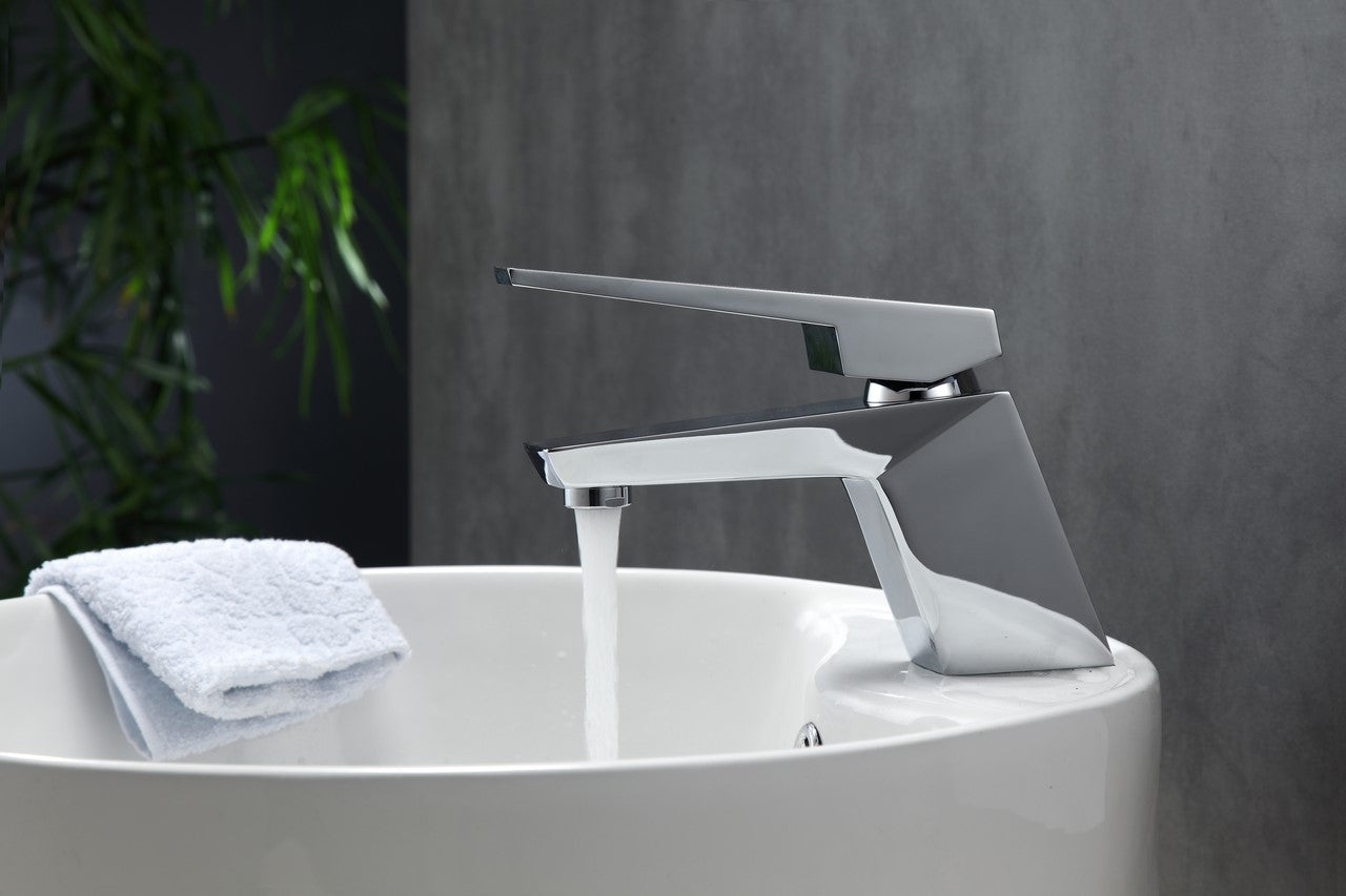 Aqua Siza Single Lever Modern Bathroom Vanity Faucet – Chrome