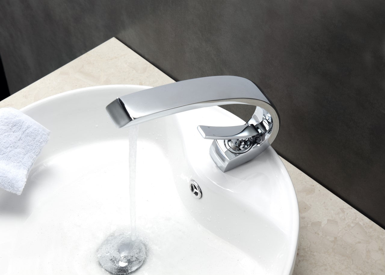 Aqua Arcco Single Hole Mount Bathroom Vanity Faucet – Chrome