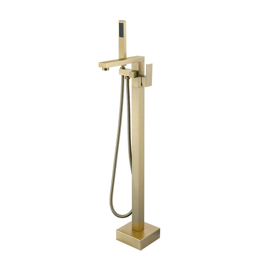 Aqua Squadra Floor Mounted Soaker Tub Faucet – Brushed Gold