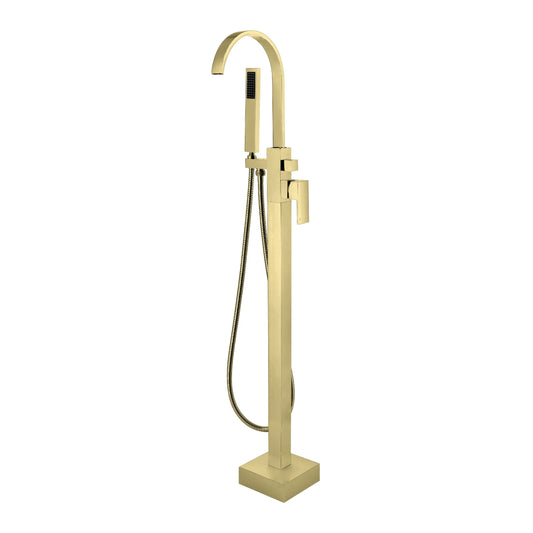 Aqua Arcco Floor Mounted Soaker Tub Faucet – Brushed Gold