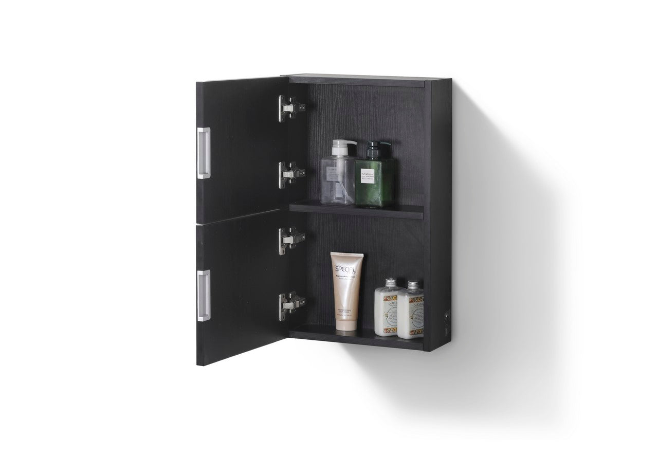 Small Bathroom Black Wood Linen Side Cabinet w/ 2 Storage Areas
