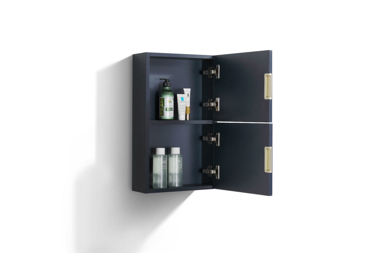 Small Bathroom Blue Linen Side Cabinet w/ 2 Storage Areas