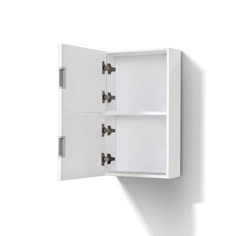 Small Bathroom High Gloss White Linen Side Cabinet w/ 2 Storage Areas