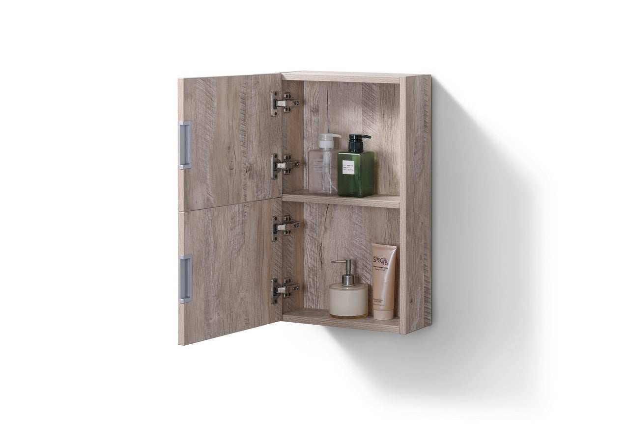 Small Bathroom Nature Wood Linen Side Cabinet w/ 2 Storage Areas