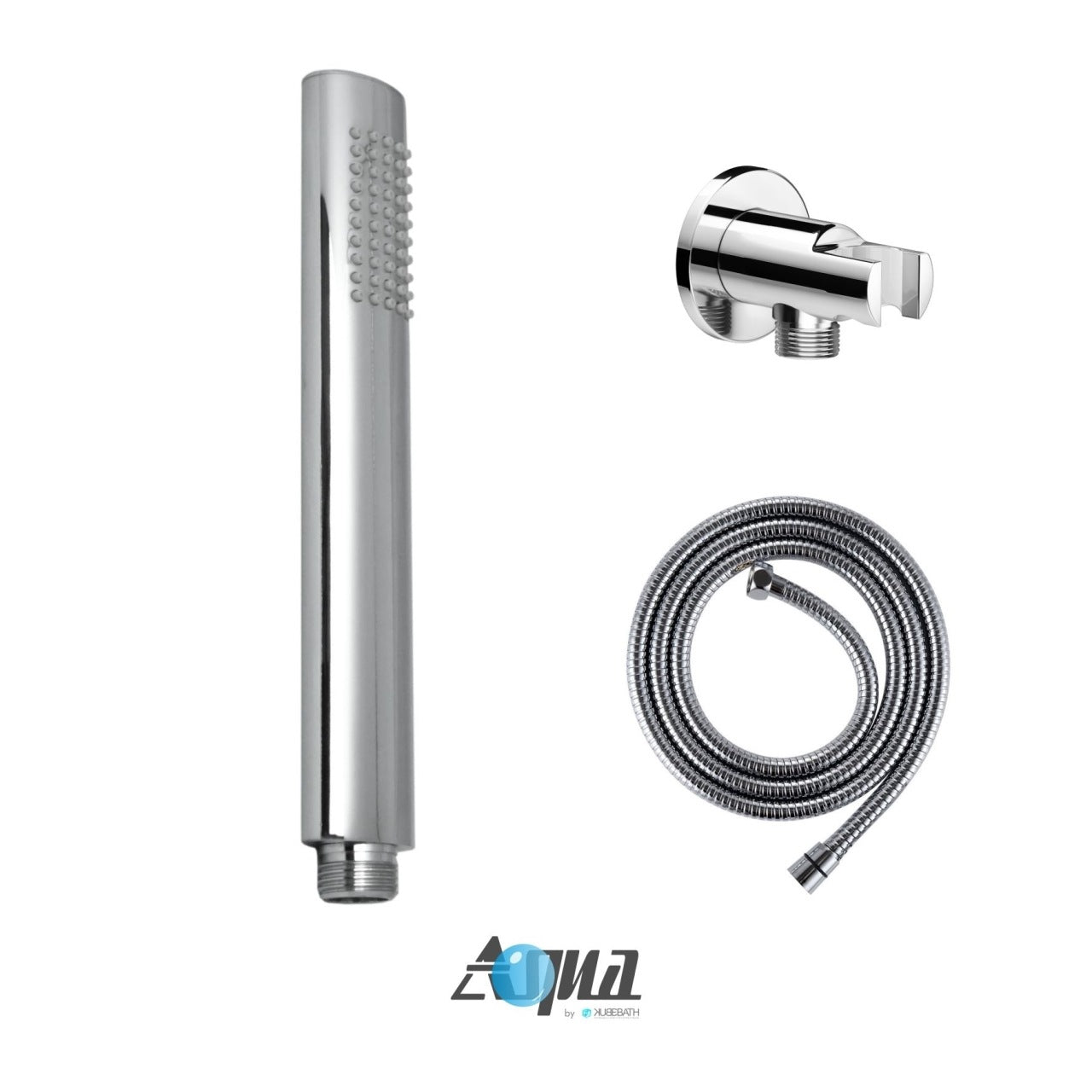 Aqua Rondo Chrome Brass Shower Set w/ 12″ Round Rain Shower, 4 Body Jets and Handheld
