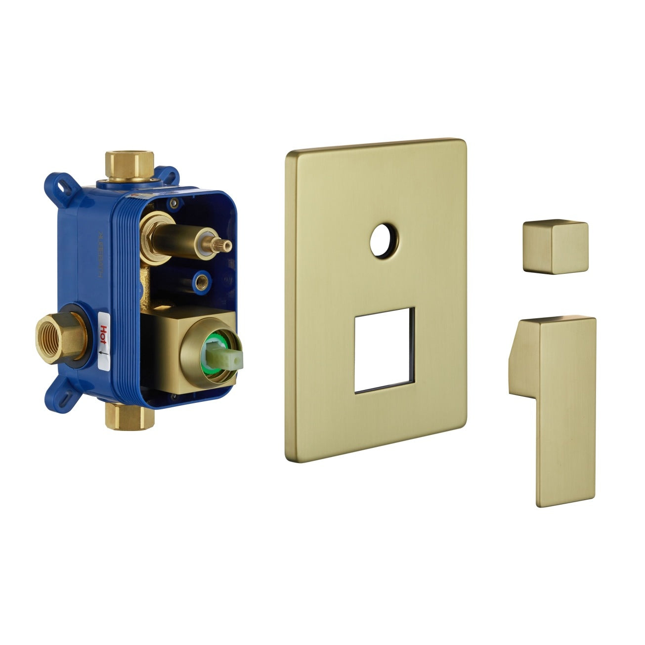 Aqua Piazza Gold Shower Set w/ 8″ Ceiling Mount Square Rain Shower and Handheld