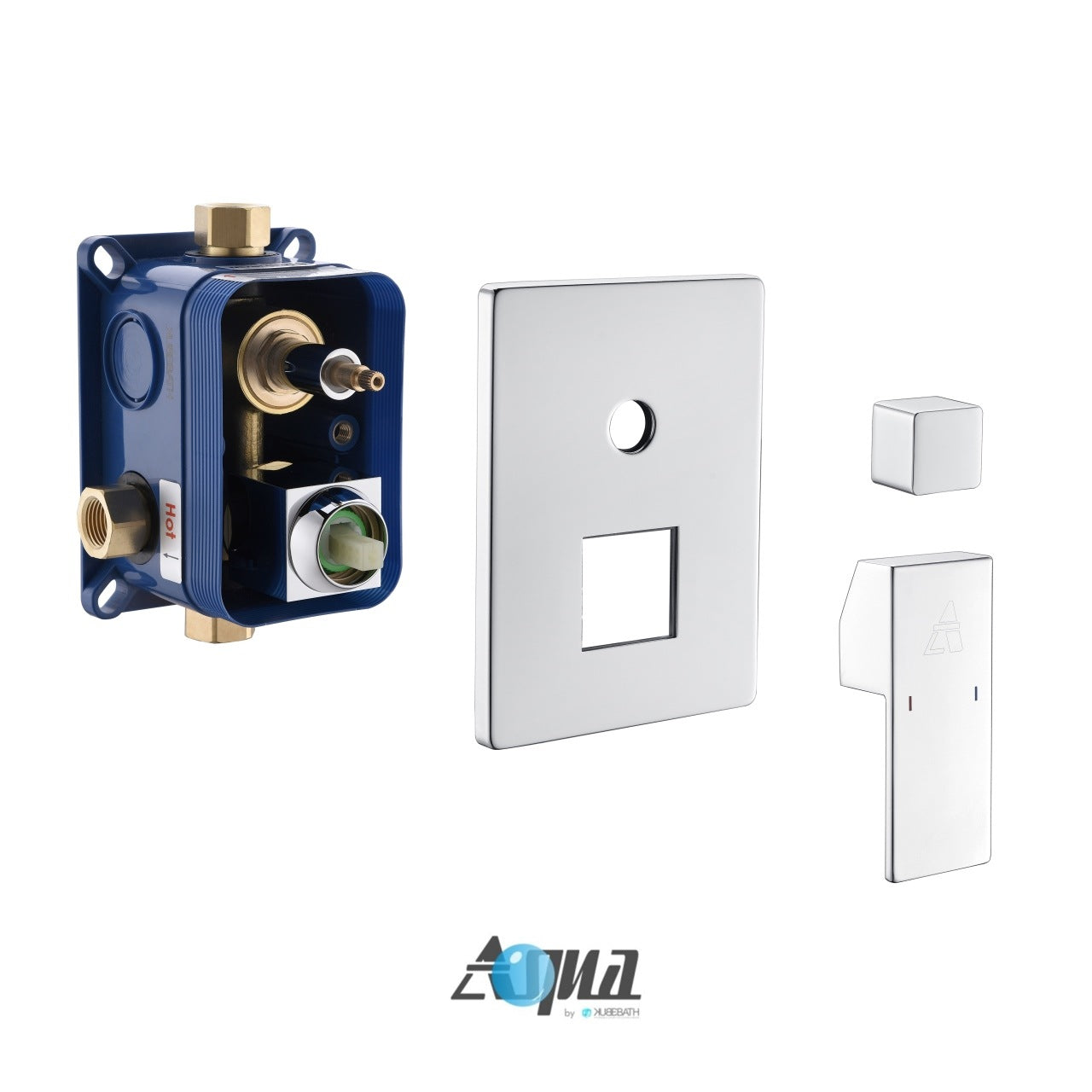 Aqua Piazza Shower Set w/ 8″ Ceiling Mount Square Rain Shower, Handheld and Tub Filler