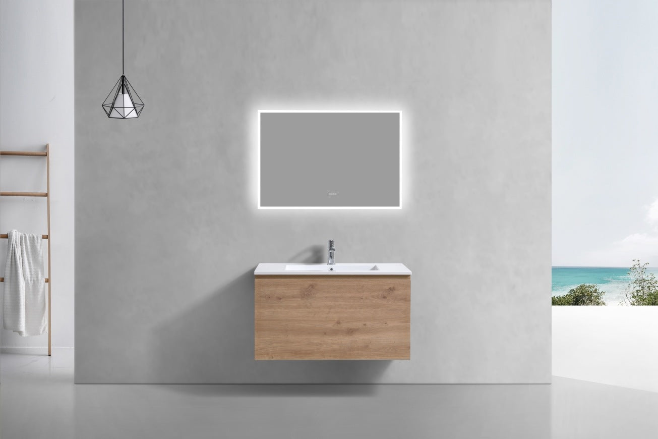 KubeBath 36″ Balli Modern Bathroom Vanity in White Oak Finish