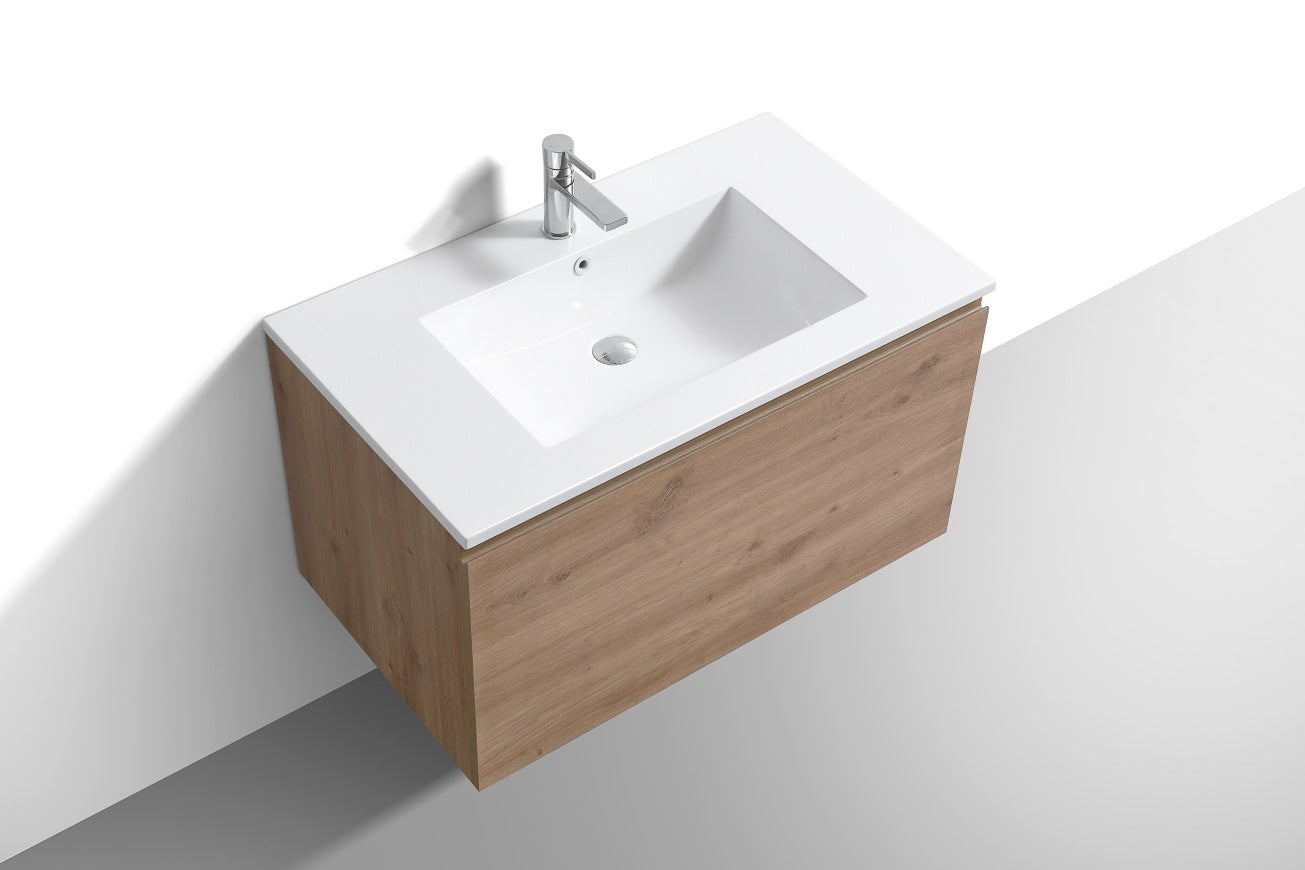 KubeBath 36″ Balli Modern Bathroom Vanity in White Oak Finish