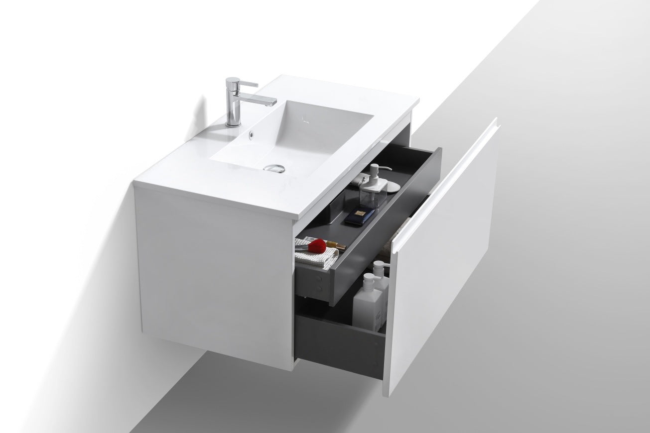 KubeBath 40″ Balli Modern Bathroom Vanity in High Gloss White Finish