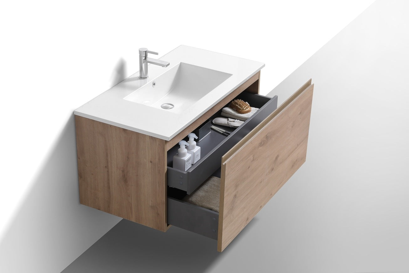 KubeBath 40″ Balli Modern Bathroom Vanity in White Oak Finish