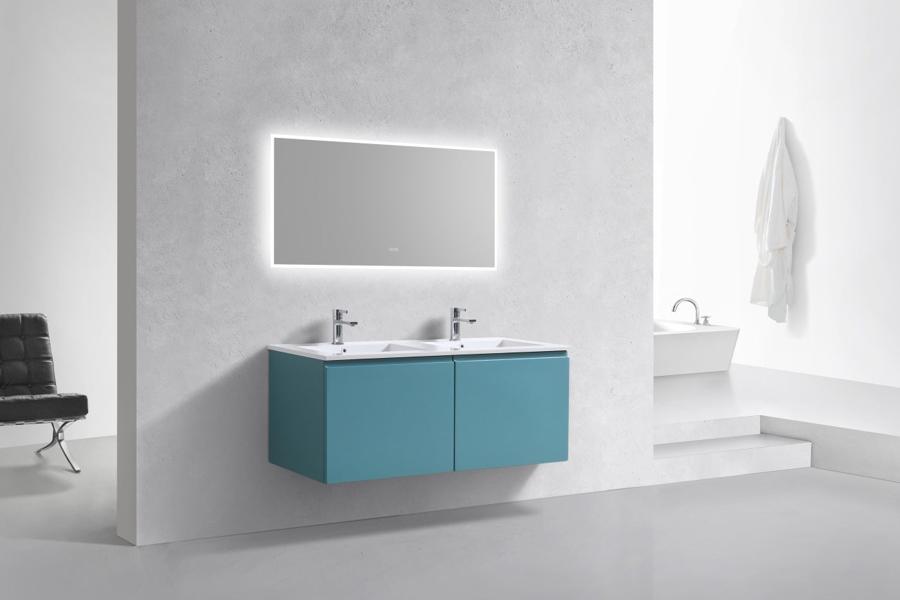 KubeBath 48″ Double Sink Balli Modern Bathroom Vanity in Teal Green Finish