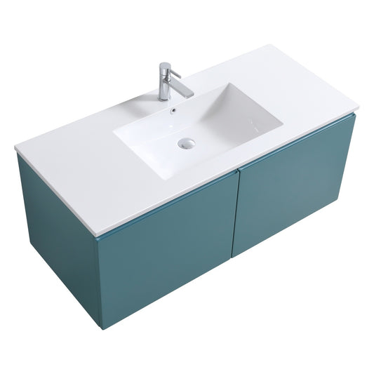 KubeBath 48″ Single Sink Balli Modern Bathroom Vanity in Teal Green Finish