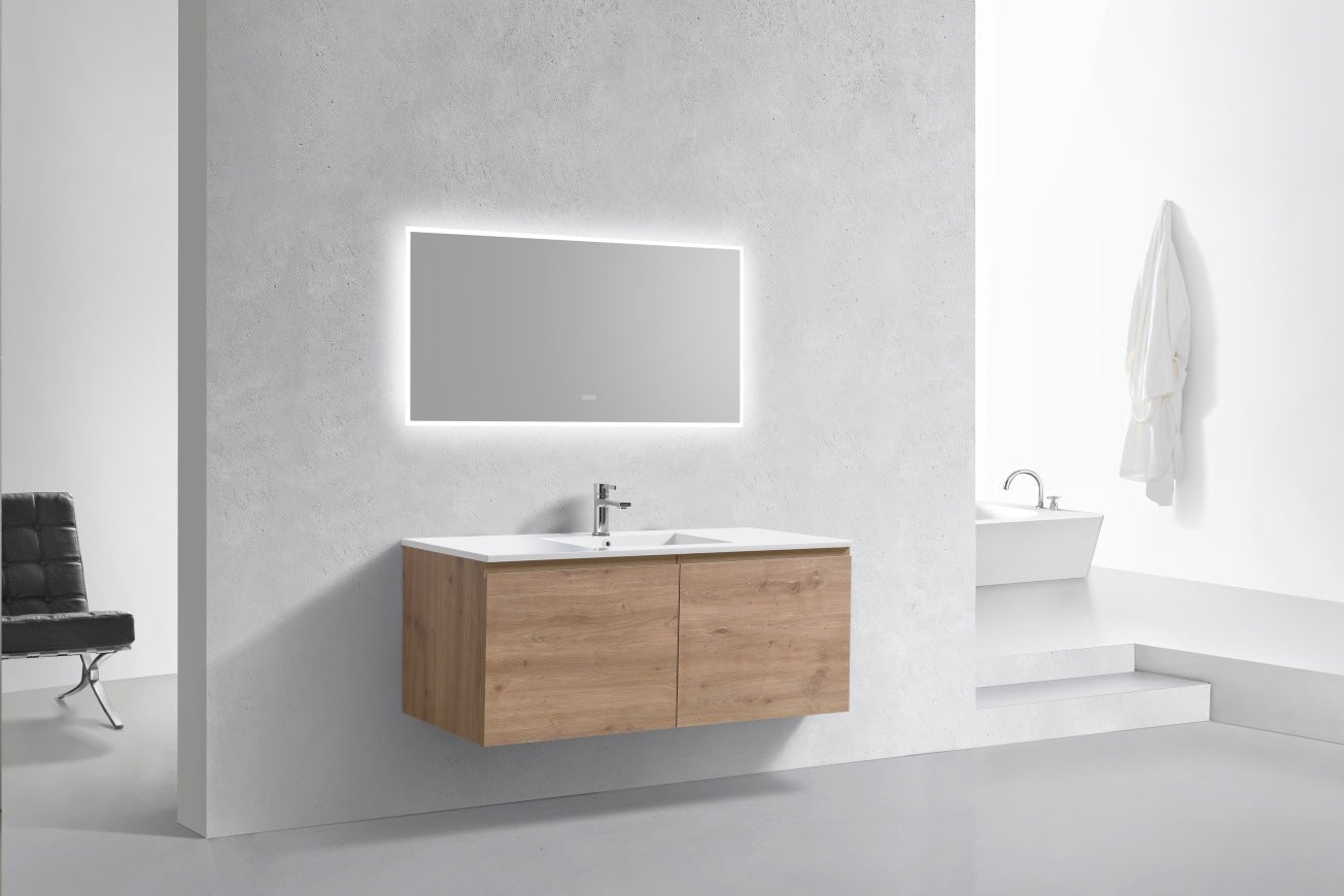 KubeBath 48″ Single Sink Balli Modern Bathroom Vanity in White Oak Finish