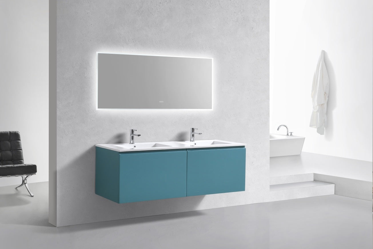 KubeBath 60″ Double Sink Balli Modern Bathroom Vanity in Teal Green Finish
