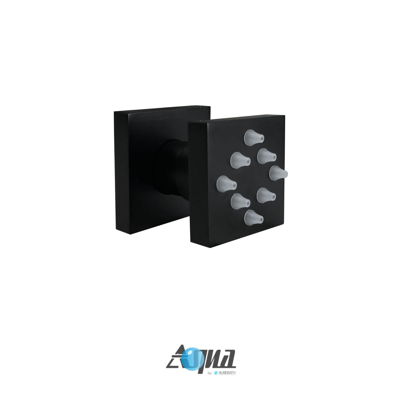 Aqua Piazza Black Shower Set w/ 12″ Square Rain Shower, Tub Filler and 4 Body Jets