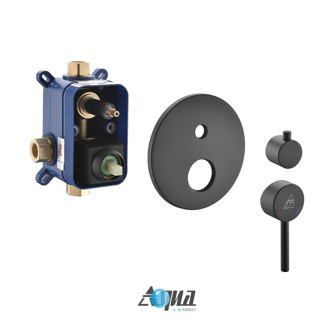 Aqua Rondo Black Shower Set w/ Ceiling Mount 12″ Rain Shower and Handheld