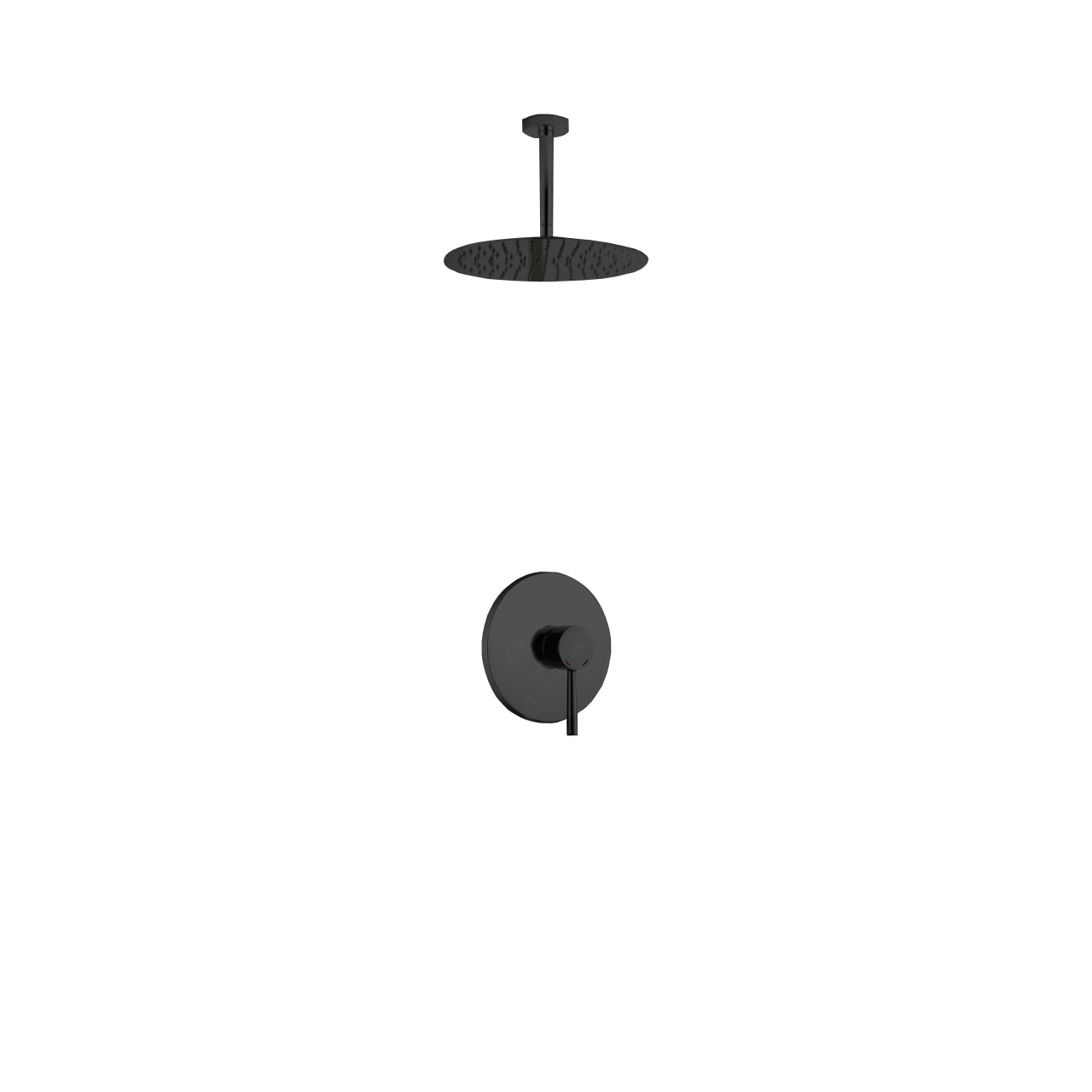 Aqua Rondo Black Shower Set w/ Ceiling Mount 12″ Rain Shower