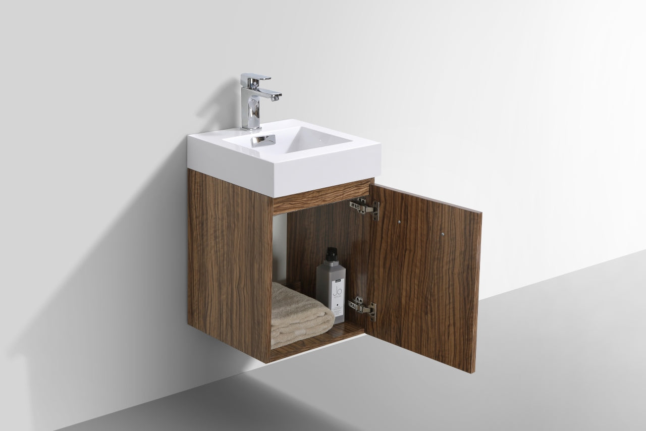 Bliss 16″ Chestnut Wall Mount Modern Bathroom Vanity