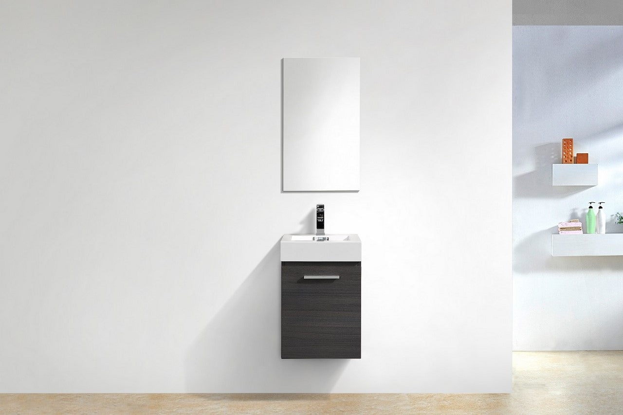Bliss 16″ Gray Oak Wall Mount Modern Bathroom Vanity
