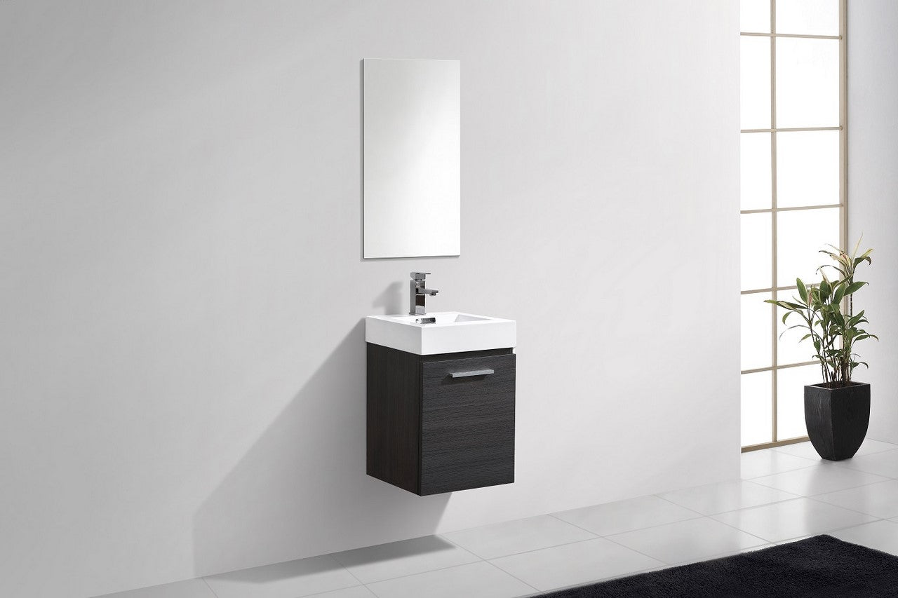 Bliss 16″ Gray Oak Wall Mount Modern Bathroom Vanity