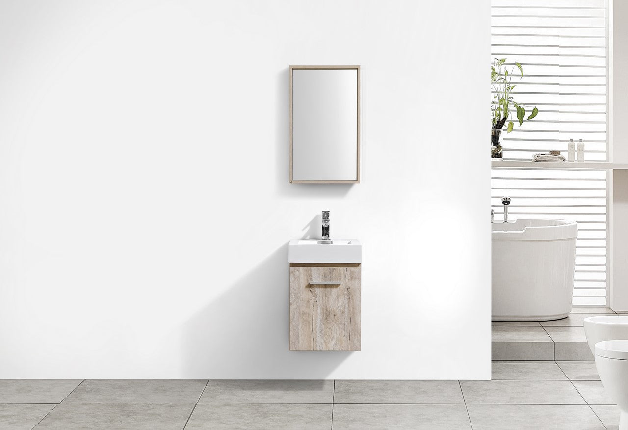 Bliss 16″ Nature Wood Wall Mount Modern Bathroom Vanity