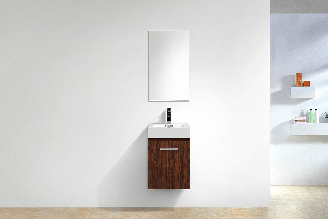 Bliss 16″ Walnut Wall Mount Modern Bathroom Vanity