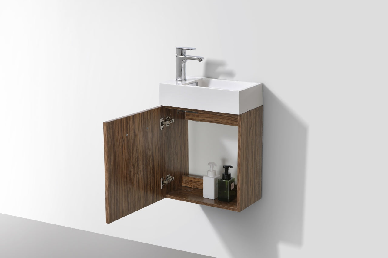 Bliss 18″ Chestnut Wall Mount Modern Bathroom Vanity