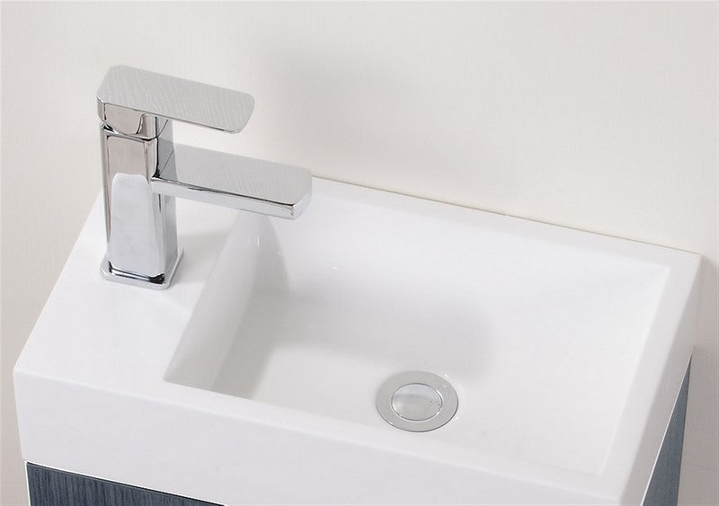 Bliss 18″ Gray Oak Wall Mount Modern Bathroom Vanity