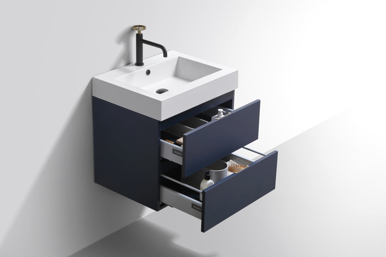 Bliss 24″ Blue Wall Mount Modern Bathroom Vanity