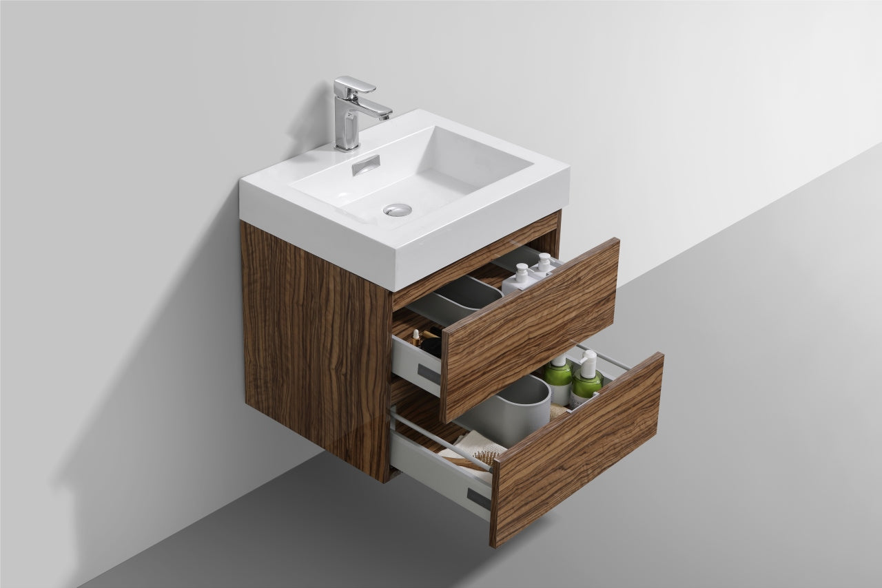 Bliss 24″ Chestnut Wall Mount Modern Bathroom Vanity