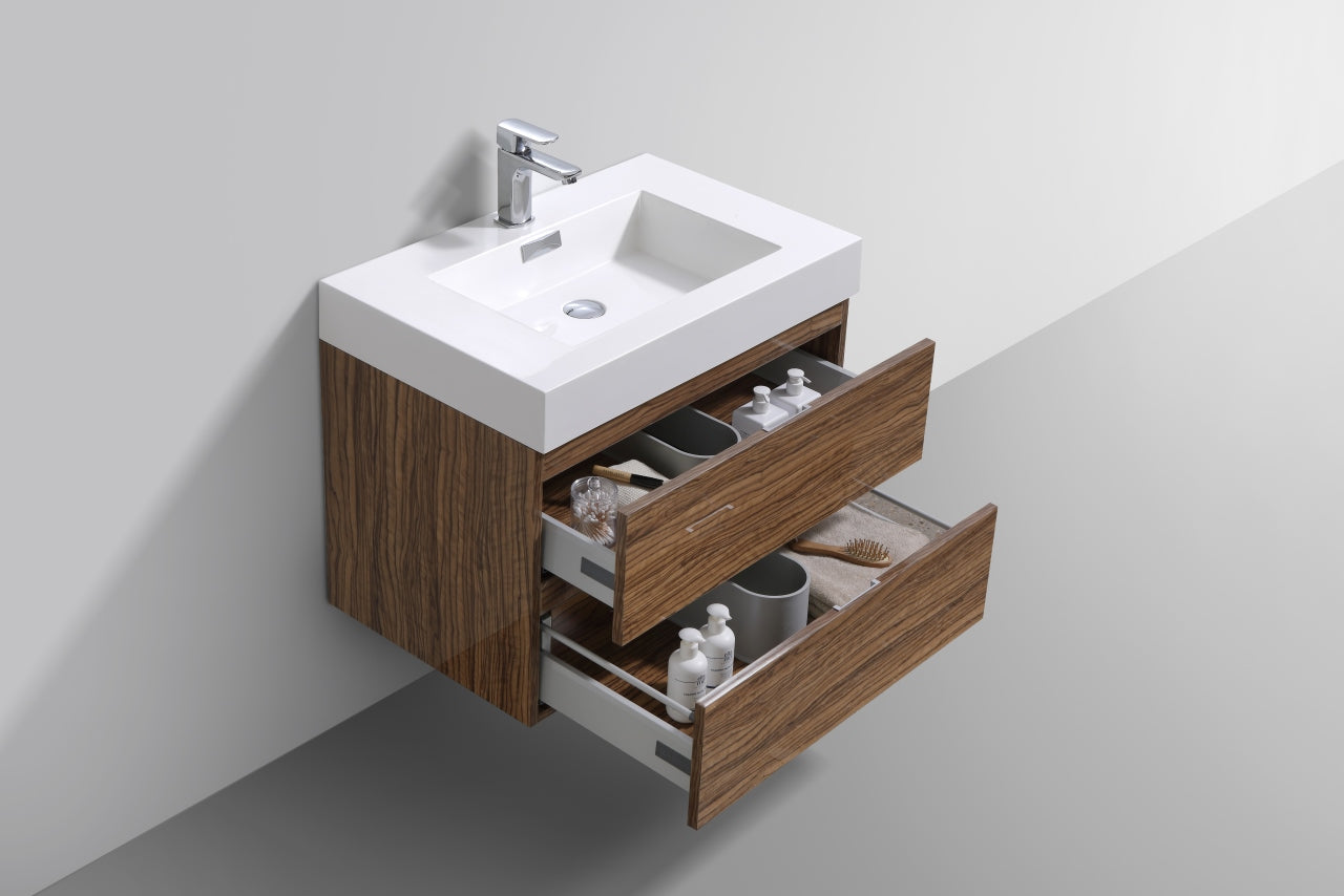 Bliss 30″ Chestnut Wall Mount Modern Bathroom Vanity