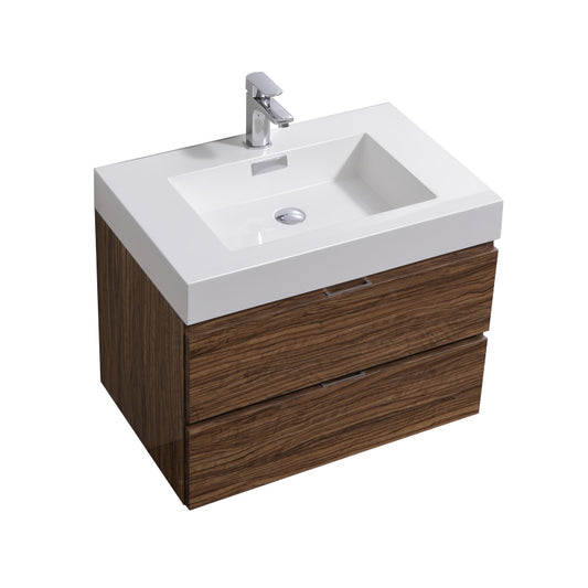 Bliss 30″ Chestnut Wall Mount Modern Bathroom Vanity