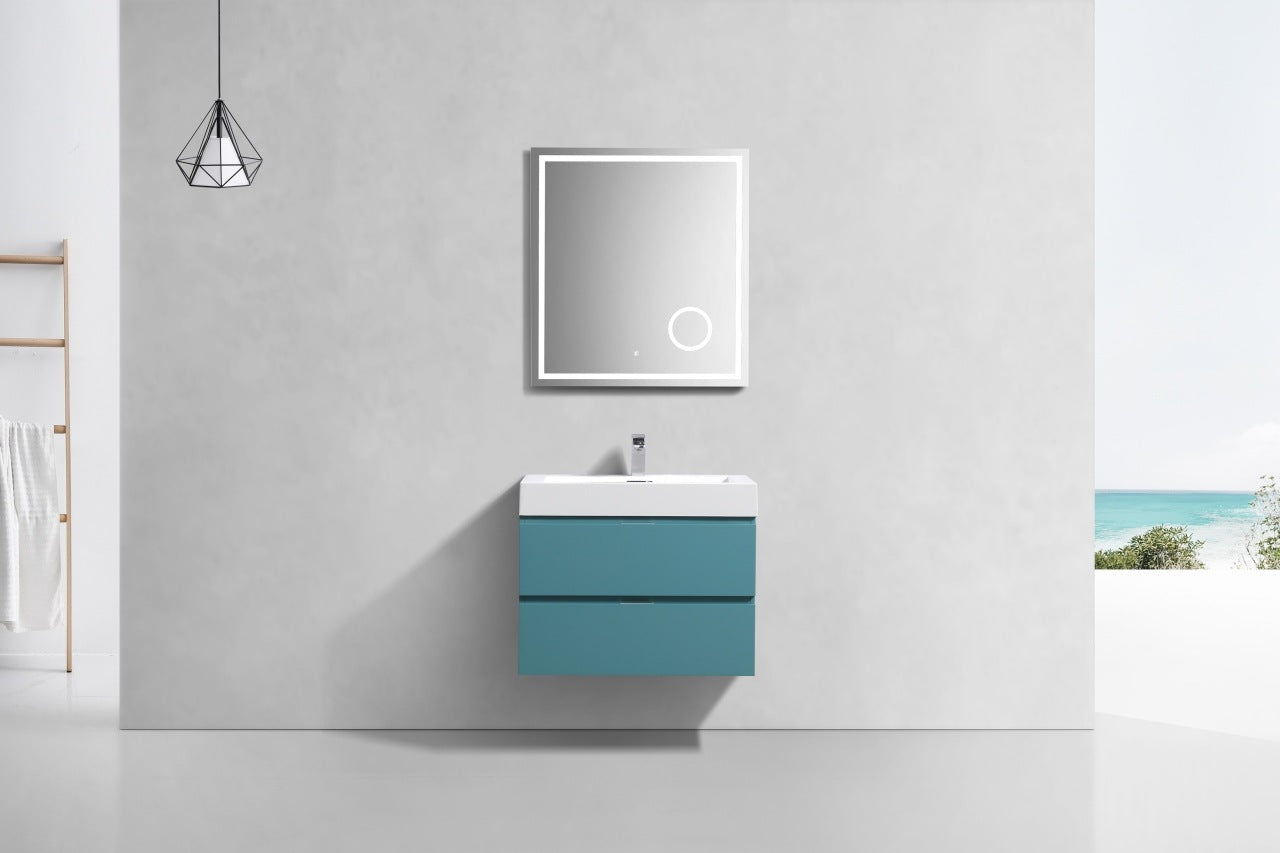 Bliss 30″ Teal Green Wall Mount Modern Bathroom Vanity