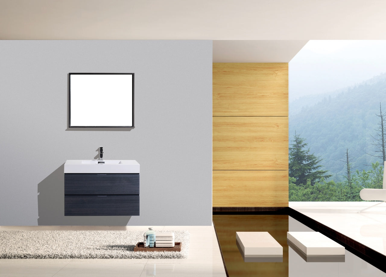 Bliss 36″ Gray Oak Wall Mount Modern Bathroom Vanity