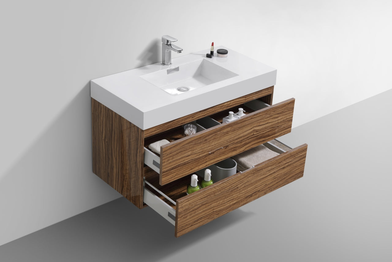Bliss 40″ Chestnut Wall Mount Modern Bathroom Vanity