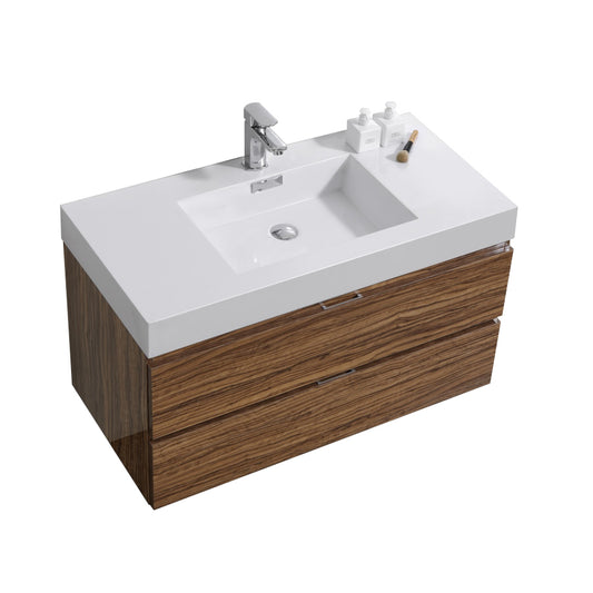 Bliss 40″ Chestnut Wall Mount Modern Bathroom Vanity
