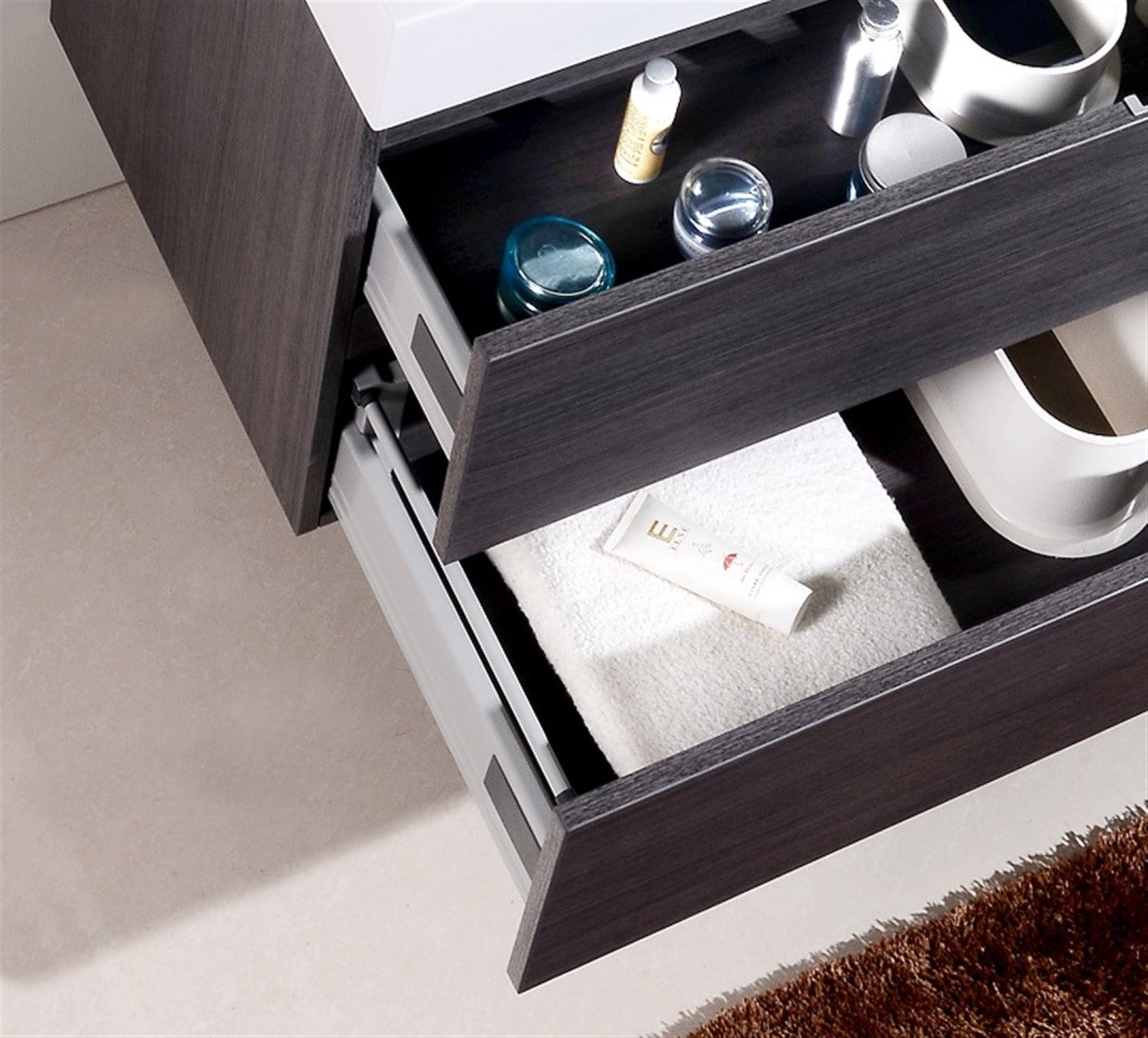 Bliss 40″ Gray Oak Wall Mount Modern Bathroom Vanity