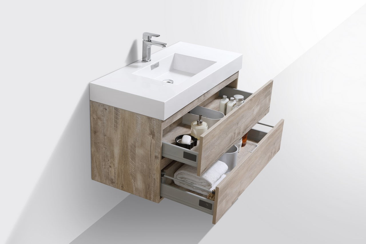 Bliss 40″ Nature Wood Wall Mount Modern Bathroom Vanity
