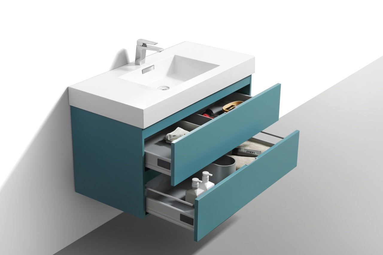 Bliss 40″ Teal Green Wall Mount Modern Bathroom Vanity