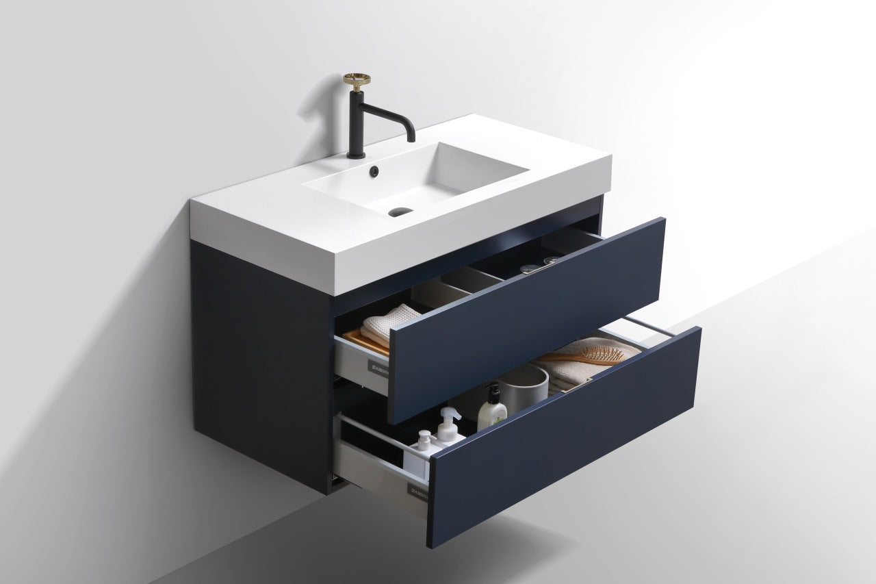 Bliss 40″ Blue Wall Mount Modern Bathroom Vanity