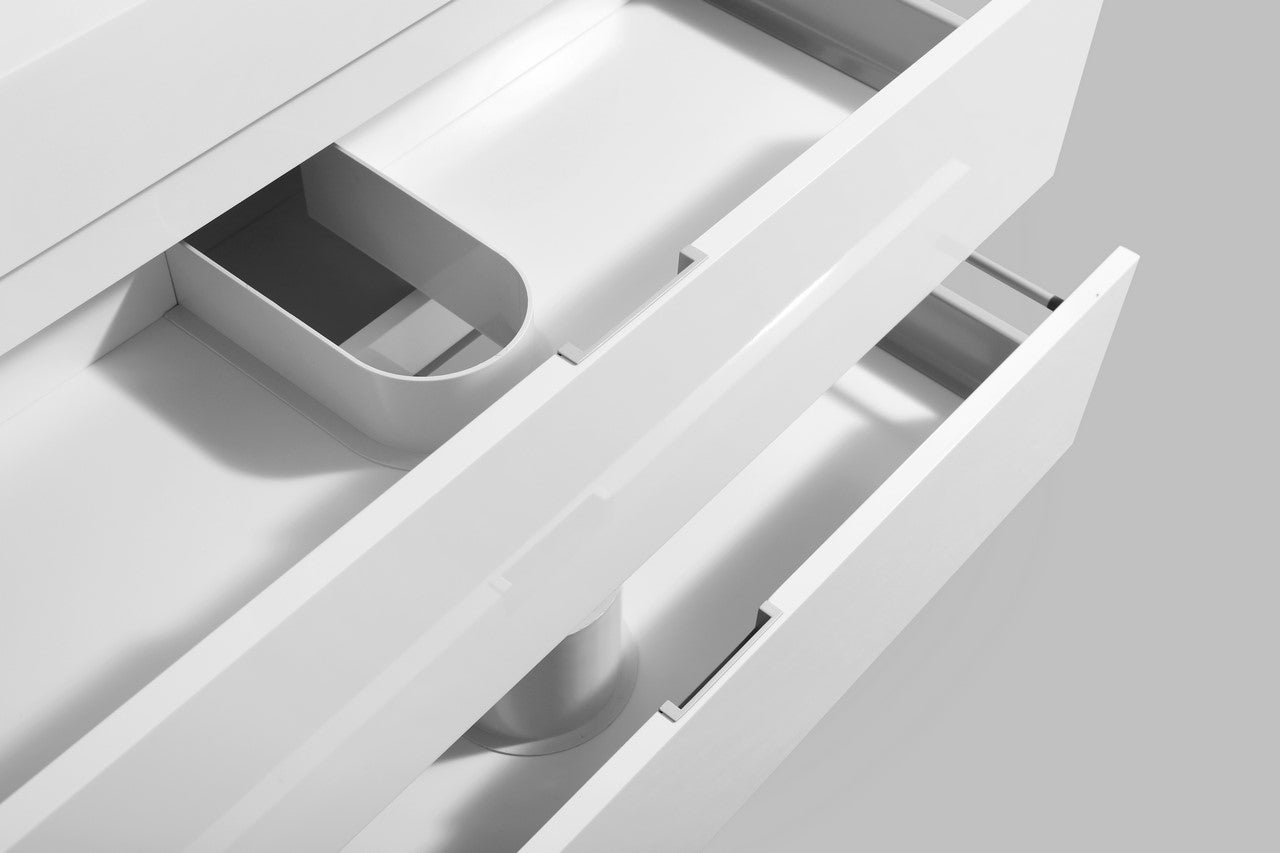 Bliss 48″ High Gloss White Wall Mount Modern Bathroom Vanity