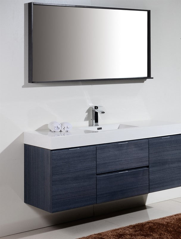 Bliss 60″ Gray Oak Wall Mount Single Sink Modern Bathroom Vanity