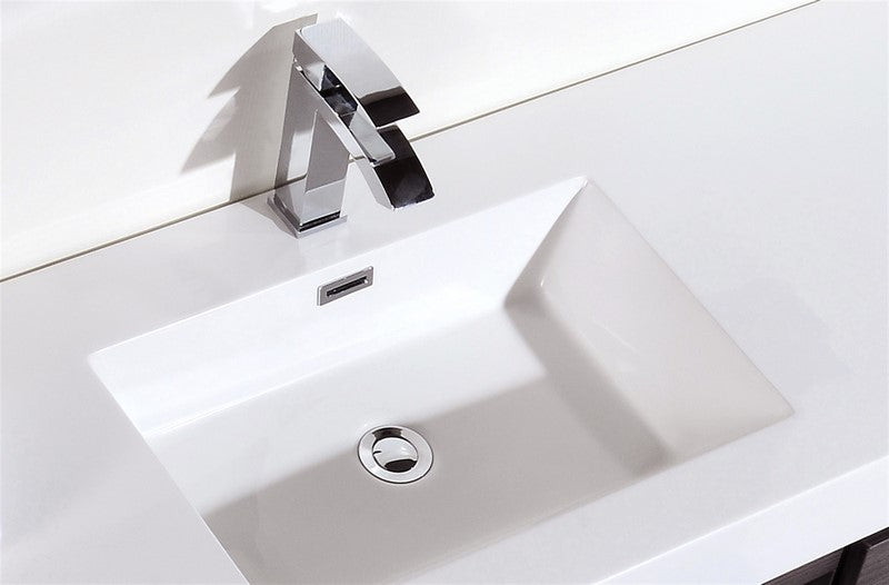 Bliss 60″ Gray Oak Wall Mount Single Sink Modern Bathroom Vanity