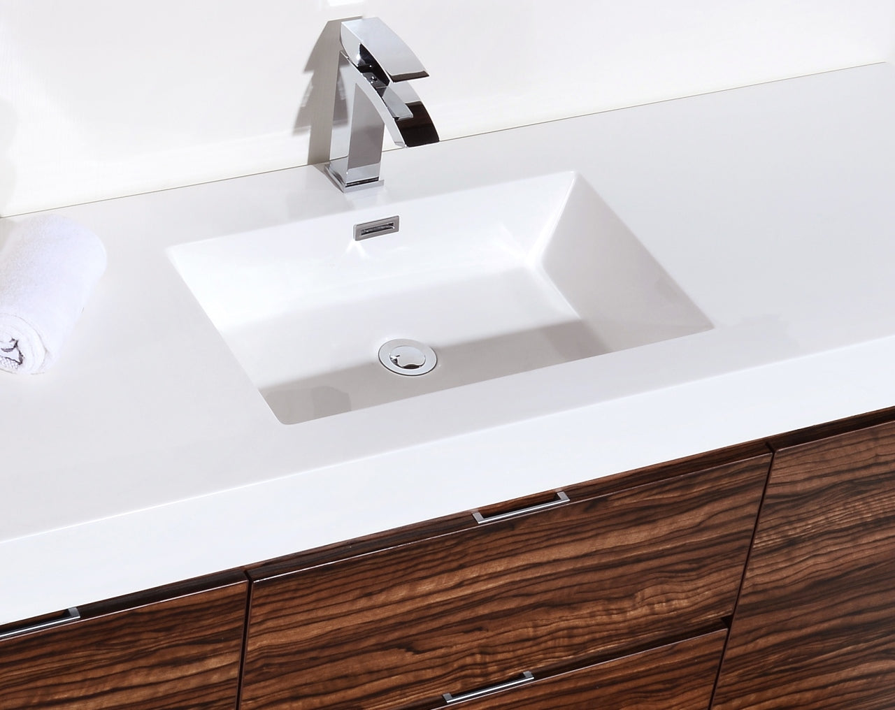 Bliss 60″ Walnut Wall Mount Single Sink Modern Bathroom Vanity